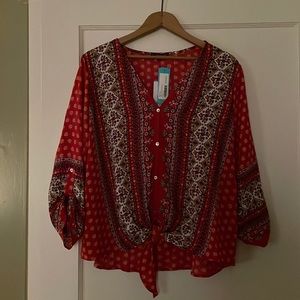 COPY - West Kei - Talina Tie Front Blouse NWT